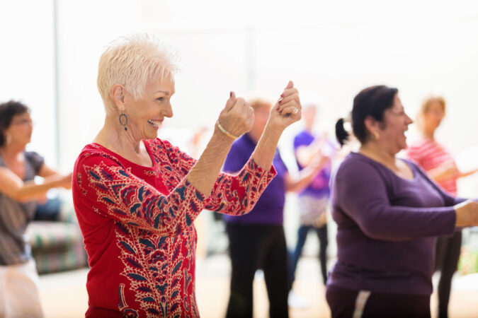 Lady enjoys dance class