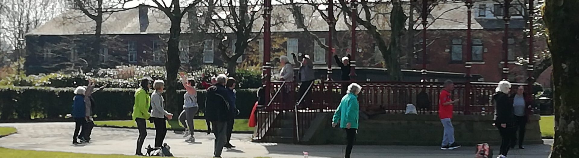 Active Living outdoor exercise class taking place at Broadfield Park