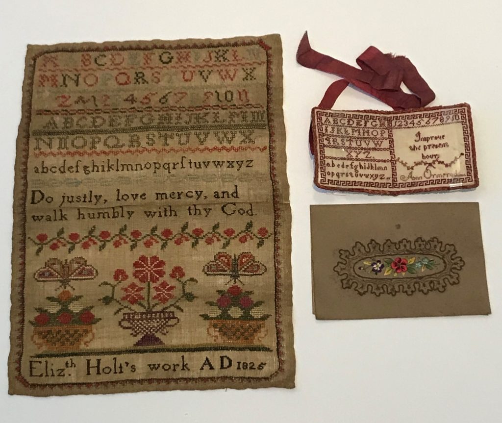What's Changed? 29. Selection of hand-stitched sewing samplers, 1825-1940