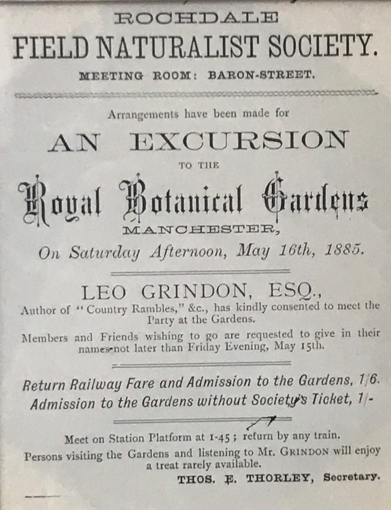 What's Changed 43. Rochdale Field Naturalists Society excursion poster, 1885