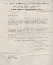 BBC radio broadcast letter, 1942